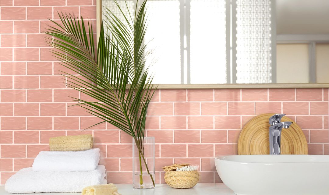 bathroom Bathroom with retro pink wall tile